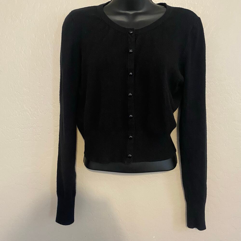Hell Bunny Cardigan Sweater Womens Sz Large Black Retro Punk Rockabilly Pinup